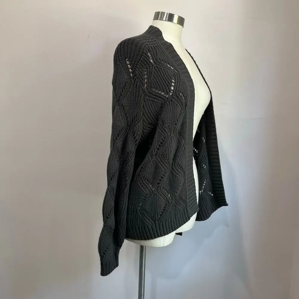 Old Navy Gray Open Knit Cardigan Casual Cozy Layering Size M - Picture 3 of 7